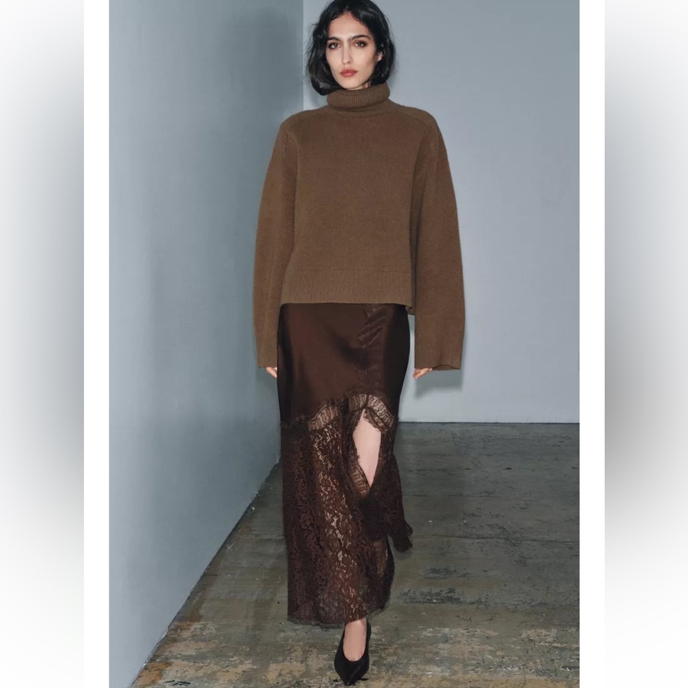 ZARA SATIN EFFECT LACE SKIRT ZW COLLECTION